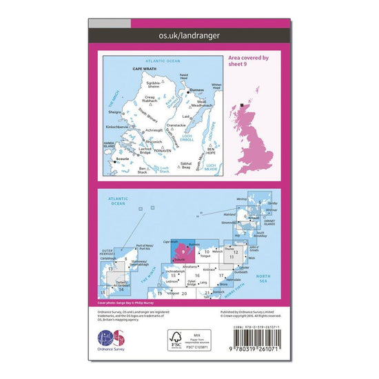 Landranger 9 Cape Wrath, Durness & Scourie Map With Digital Version