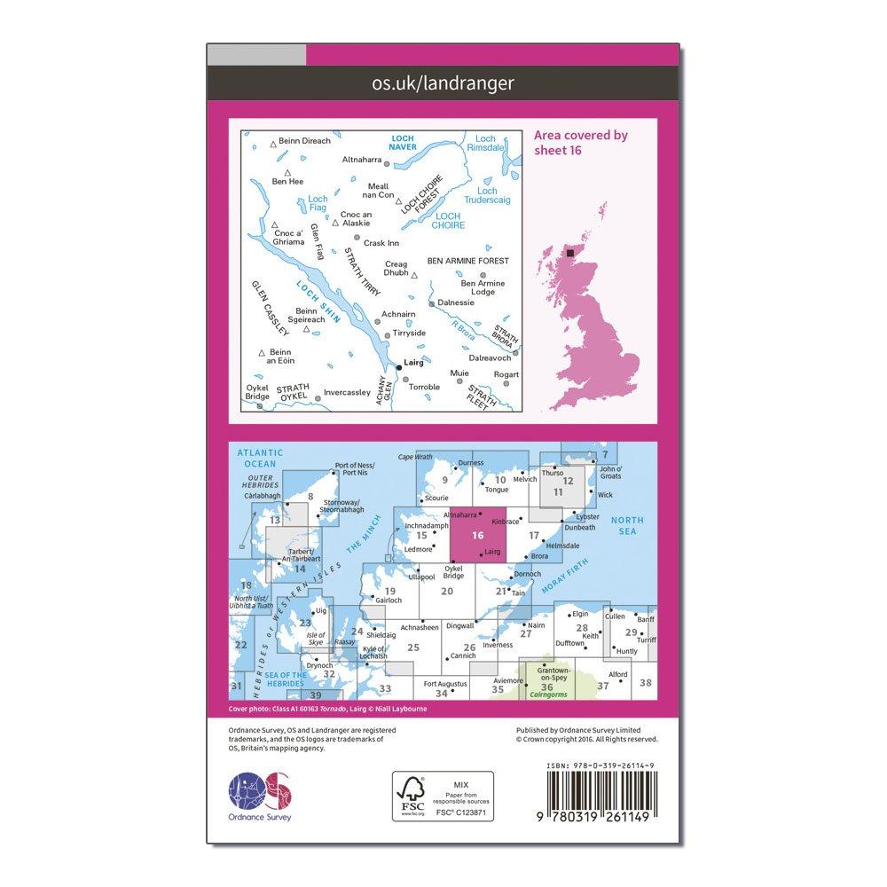 Landranger 16 Lairg & Loch Shin, Loch Naver Map With Digital Version