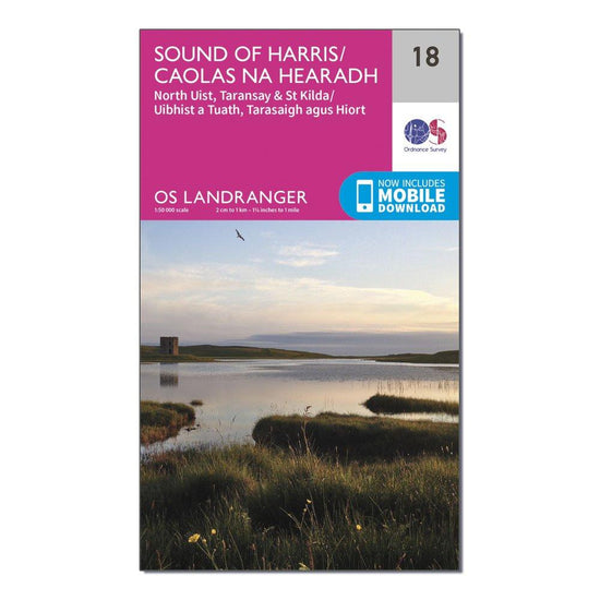 Landranger 18 Sound of Harris, North Uist, Taransay & St Kilda Map With Digital Version