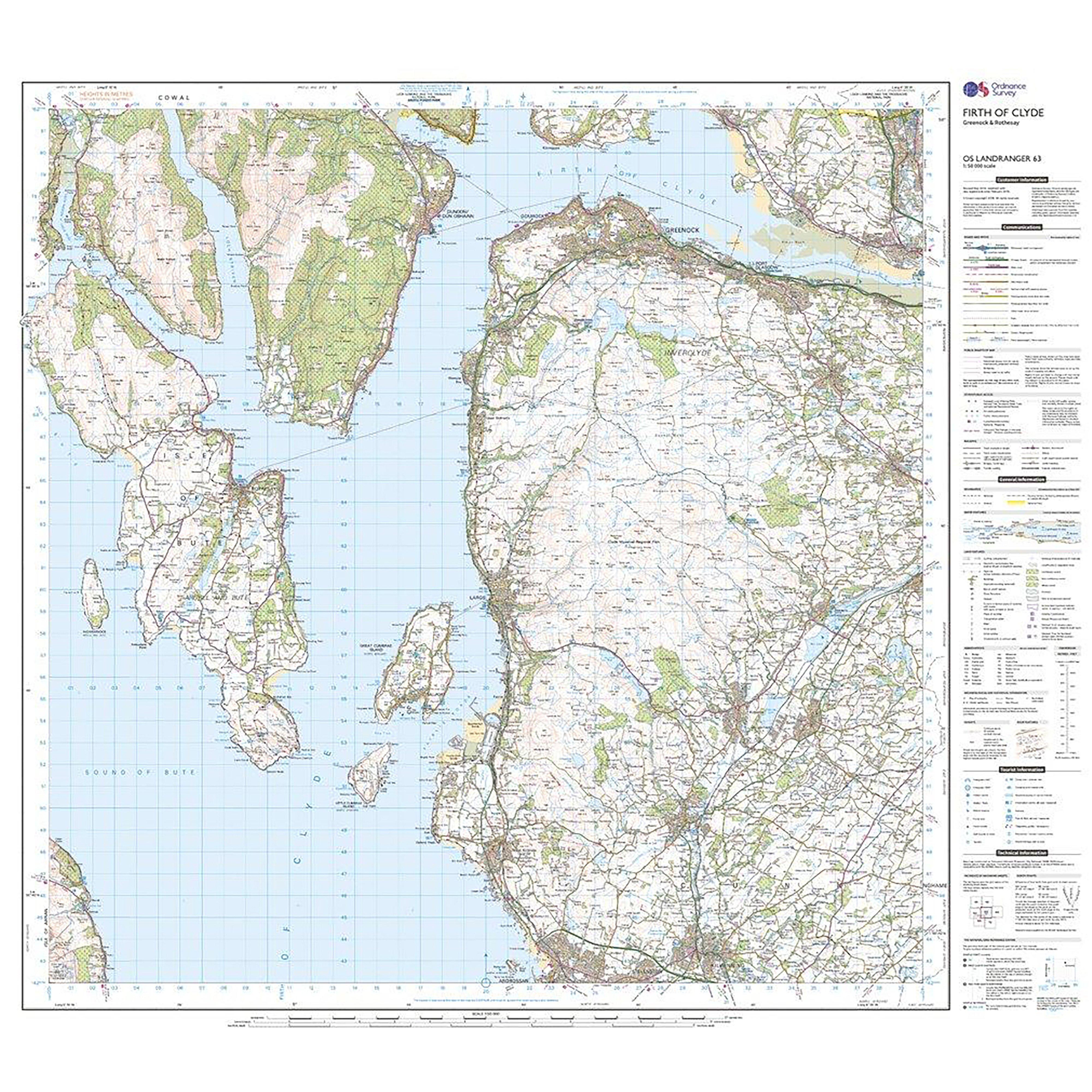 Landranger Active 63 Firth of Clyde, Greenock & Rothesay Map With Digital Version