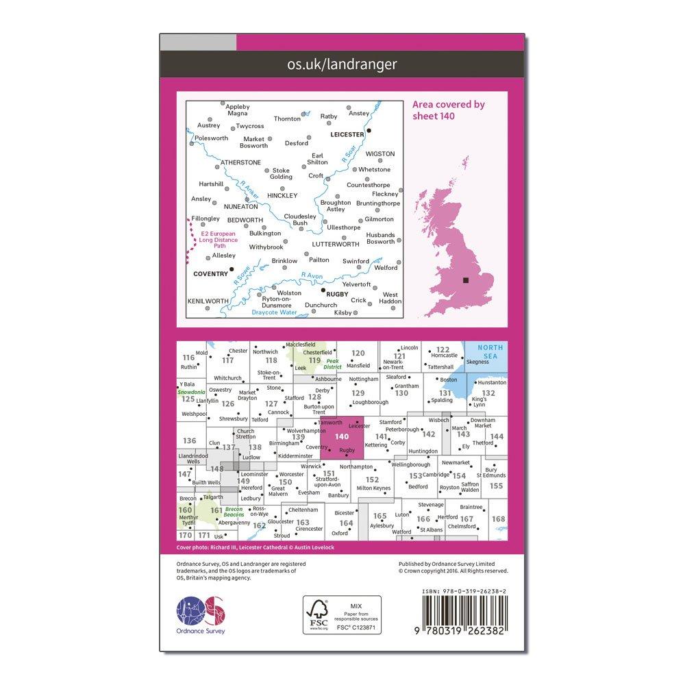 Landranger 140 Leicester, Coventry & Rugby Map With Digital Version