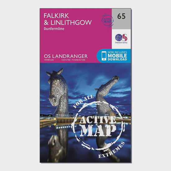 Landranger Active 65 Falkirk & Linlithgow, Dunfermline Map With Digital Version