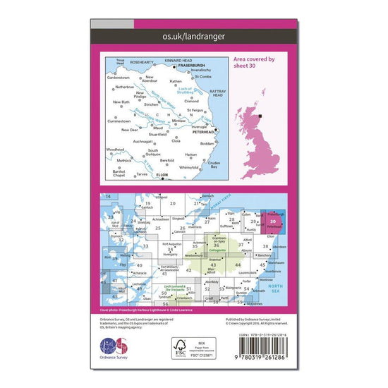 Landranger 30 Fraserburgh, Peterhead & Ellon Map With Digital Version