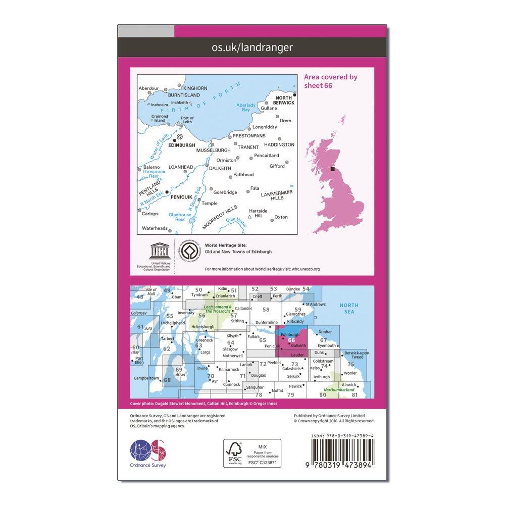 Landranger Active 66 Edinburgh, Penicuik & North Berwick Map With Digital Version