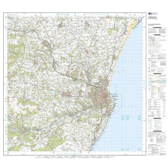 Landranger 38 Aberdeen, Inverurie & Pitmedden Map With Digital Version