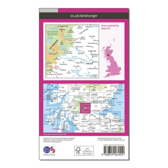 Landranger 57 Stirling & The Trossachs Map With Digital Version