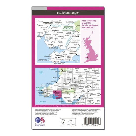 Landranger 159 Swansea & Gower, Carmarthen Map With Digital Version