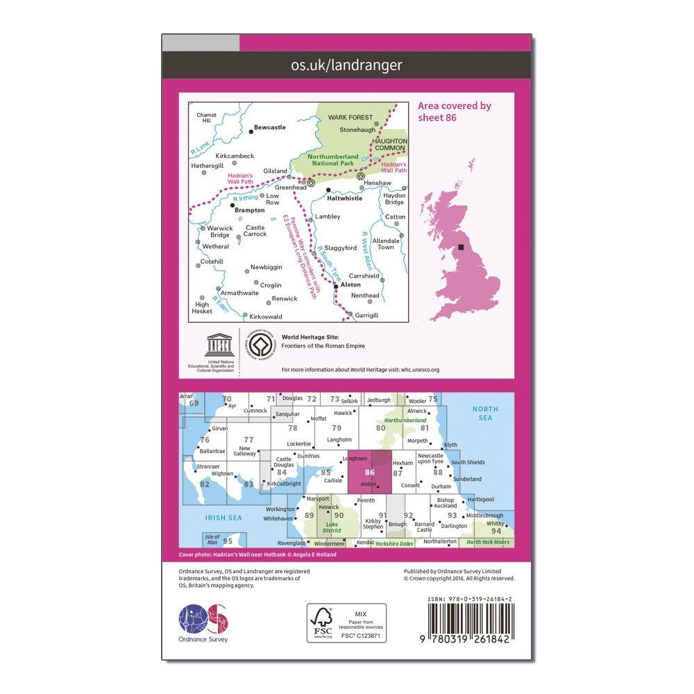 Landranger 86 Haltwhistle & Brampton, Bewcastle & Alston Map With Digital Version