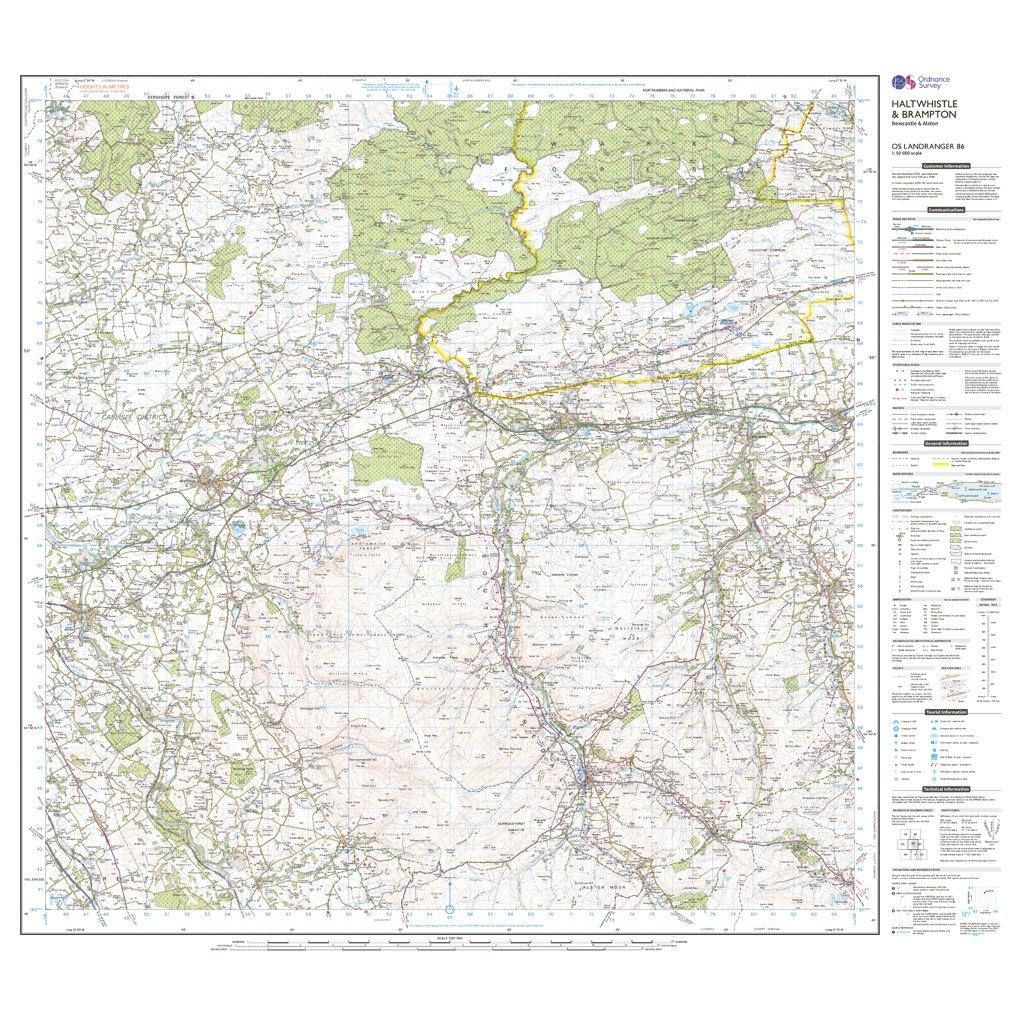 Landranger 86 Haltwhistle & Brampton, Bewcastle & Alston Map With Digital Version