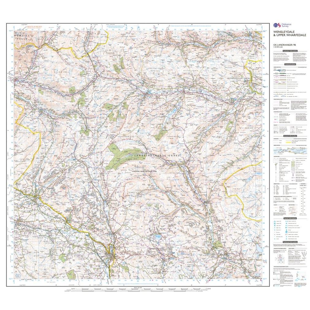 Landranger 98 Wensleydale & Upper Wharfedale Map With Digital Version