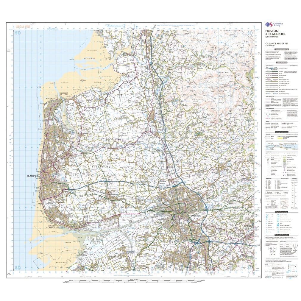 Landranger 102 Preston & Blackpool, Lytham Map With Digital Version