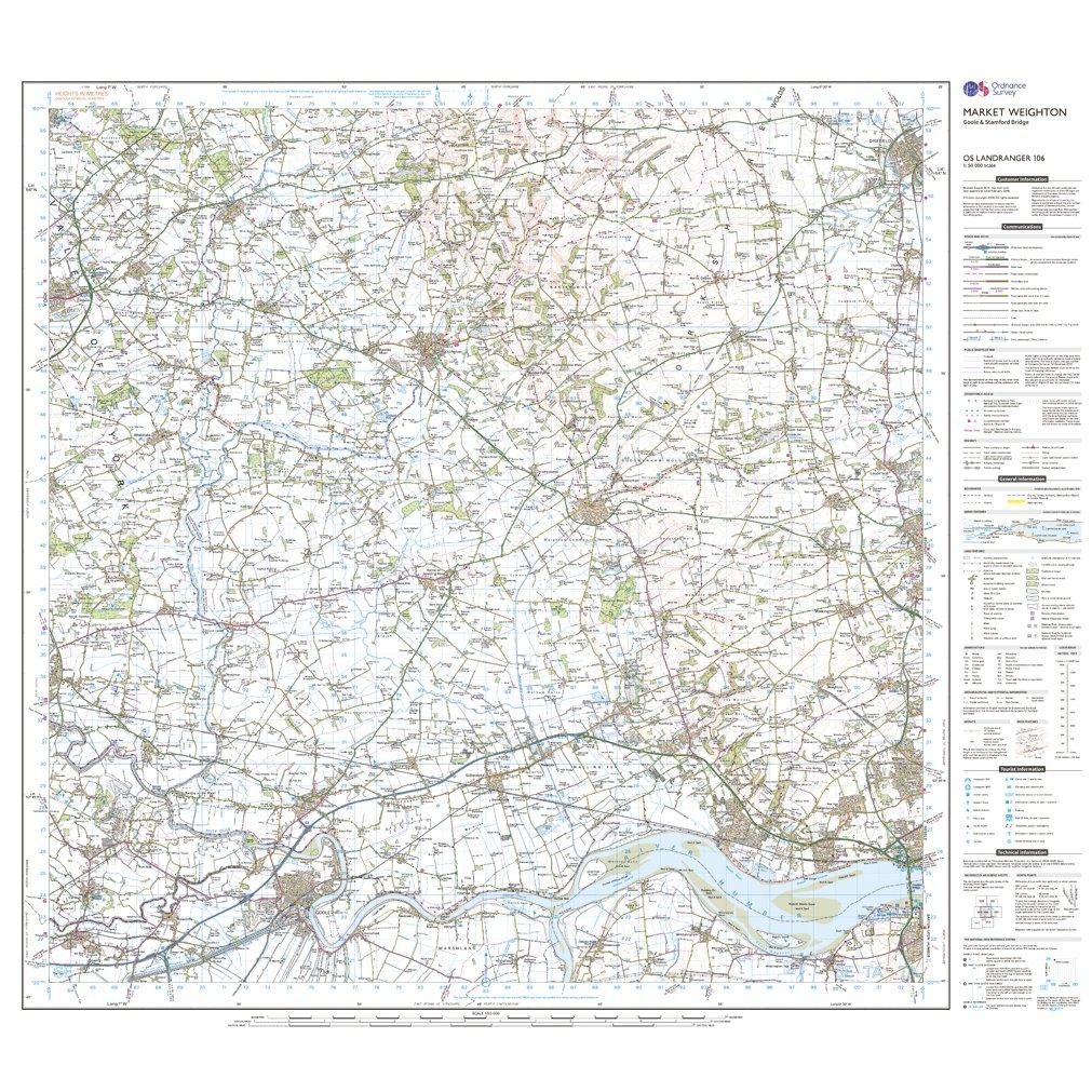 Landranger 106 Market Weighton, Goole & Stamford Bridge Map With Digital Version