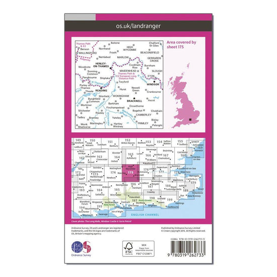 Landranger 175 Reading, Windsor, Henley-on-Thames & Bracknell Map With Digital Version