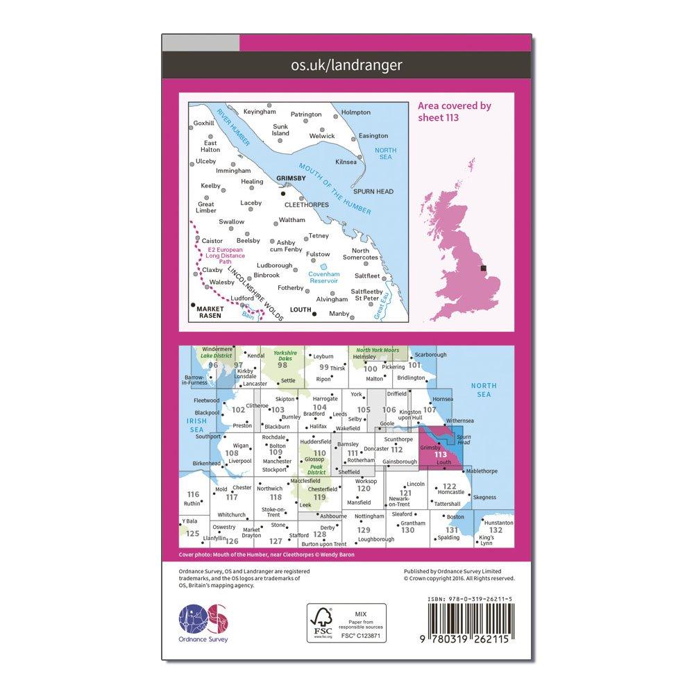 Landranger 113 Grimsby, Louth & Market Rasen Map With Digital Version