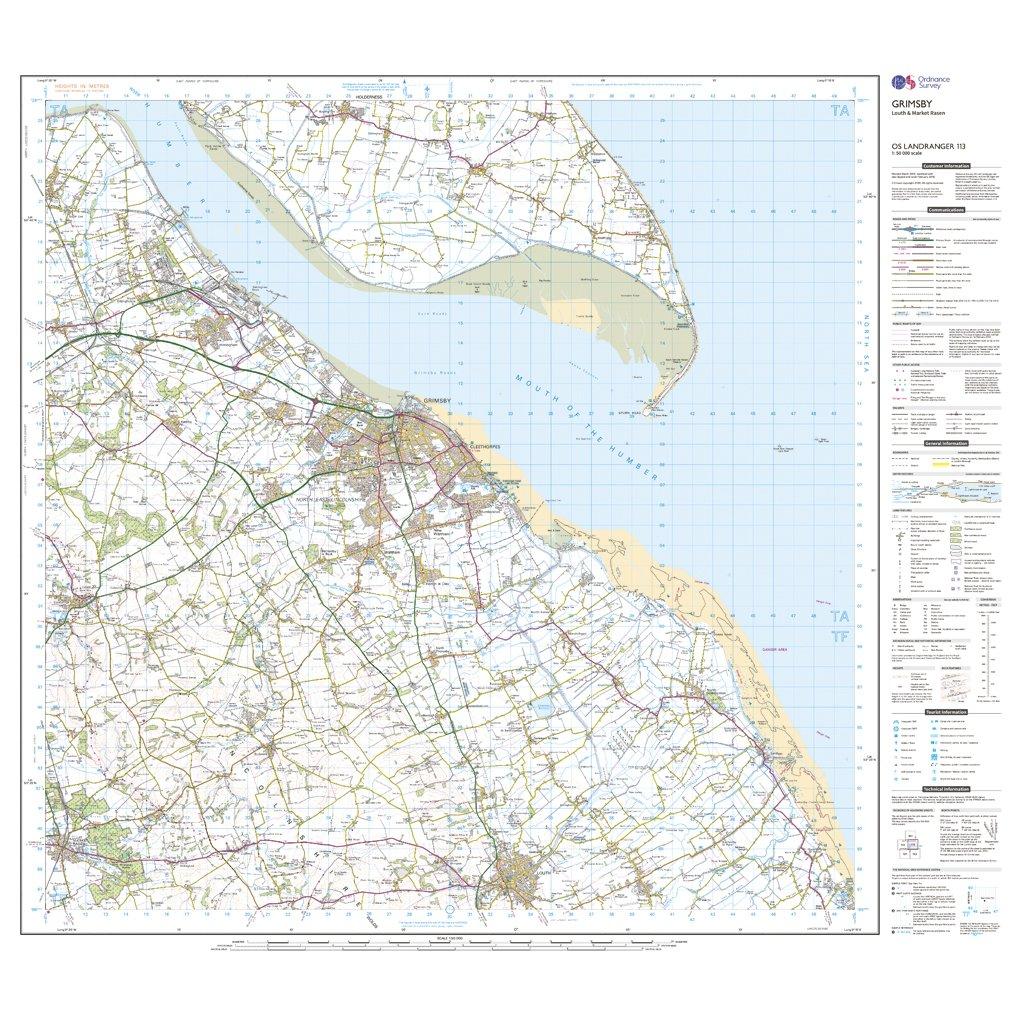 Landranger 113 Grimsby, Louth & Market Rasen Map With Digital Version