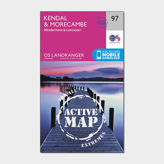 Landranger Active 97 Kendal, Morecambe, Windermere & Lancaster Map With Digital Version