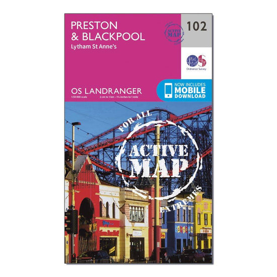 Landranger Active 102 Preston & Blackpool, Lytham Map With Digital Version