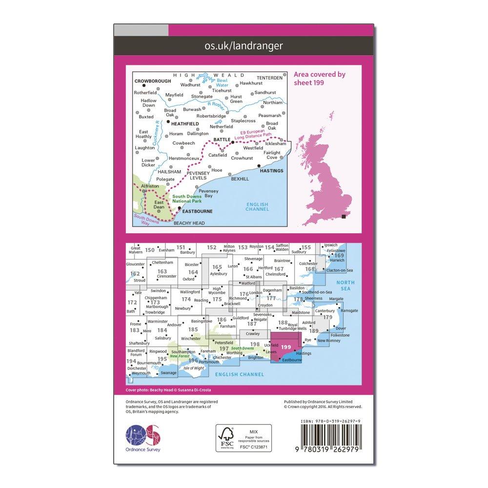 Landranger 199 Eastbourne & Hastings, Battle & Heathfield Map With Digital Version