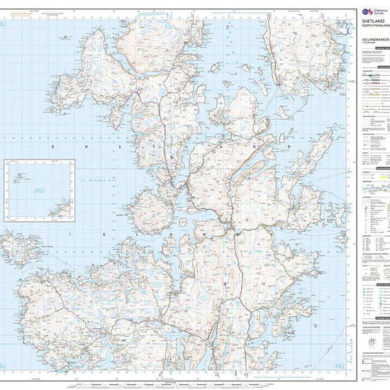 Landranger Active 3 Shetland Sullom Voe & Whalsay Map With Digital Version