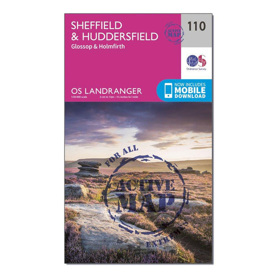 Landranger Active 110 Sheffield & Huddersfield, Glossop & Holmfirth Map With Digital Version