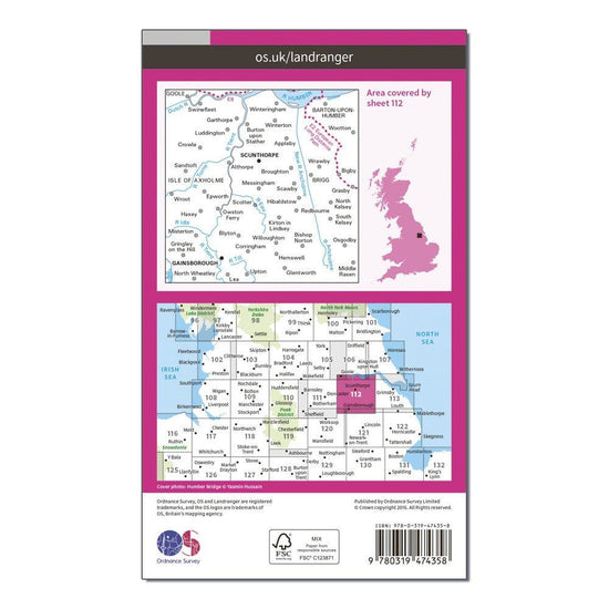 Landranger Active 112 Scunthorpe & Gainsborough Map With Digital Version