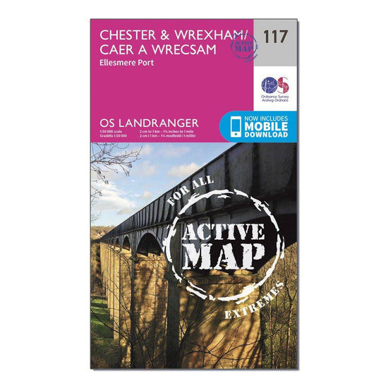 Landranger Active 117 Chester & Wrexham, Ellesmere Port Map With Digital Version