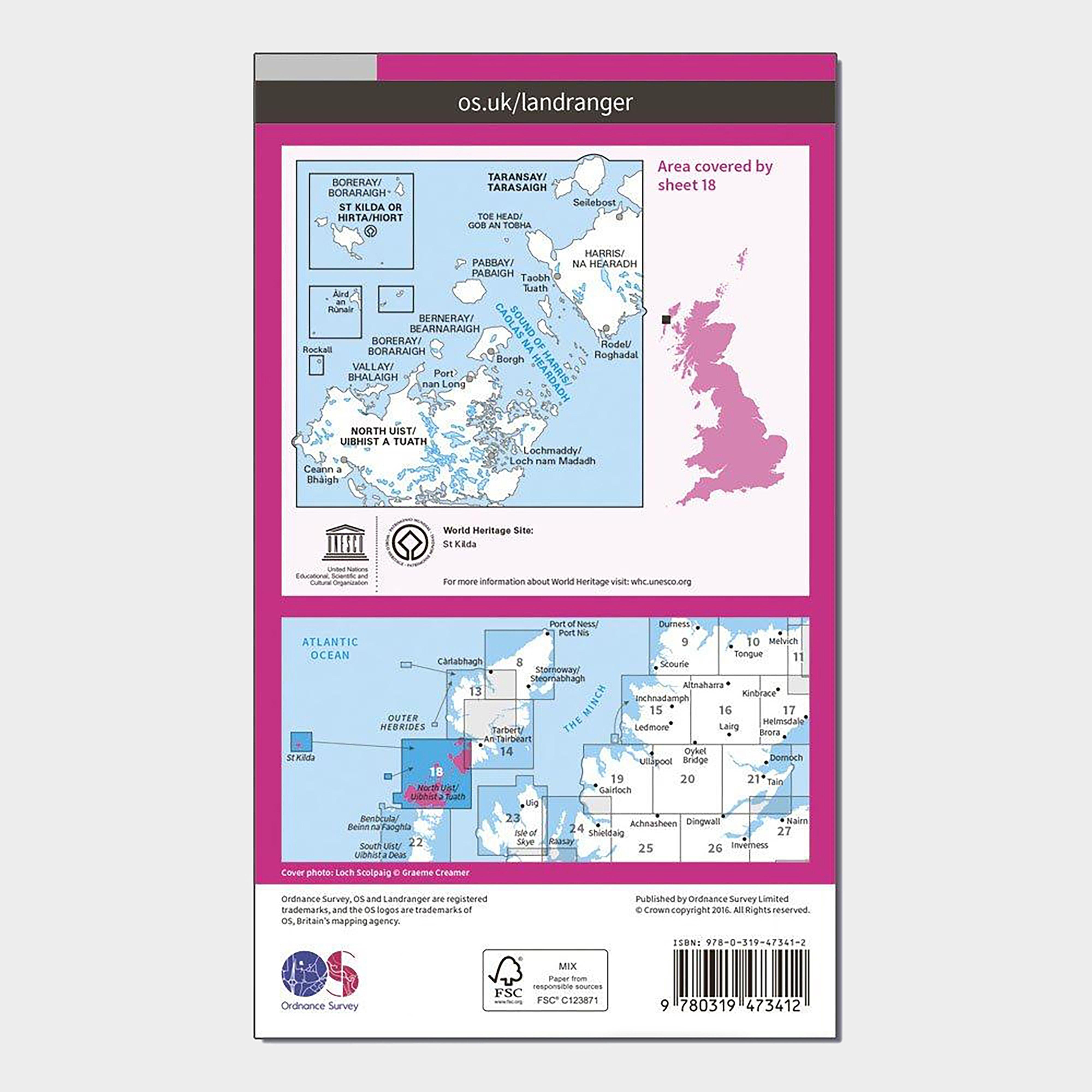 Landranger Active 18 Sound of Harris, North Uist, Taransay & St Kilda Map With Digital Version