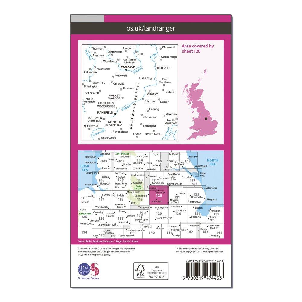 Landranger Active 120 Mansfield & Worksop, Sherwood Forest Map With Digital Version