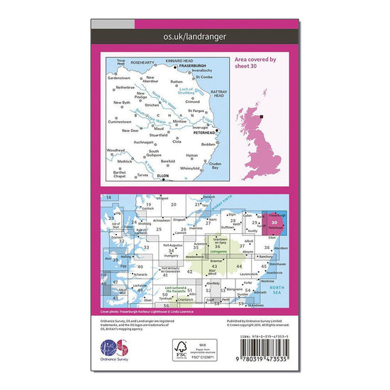 Landranger Active 30 Fraserburgh, Peterhead & Ellon Map With Digital Version