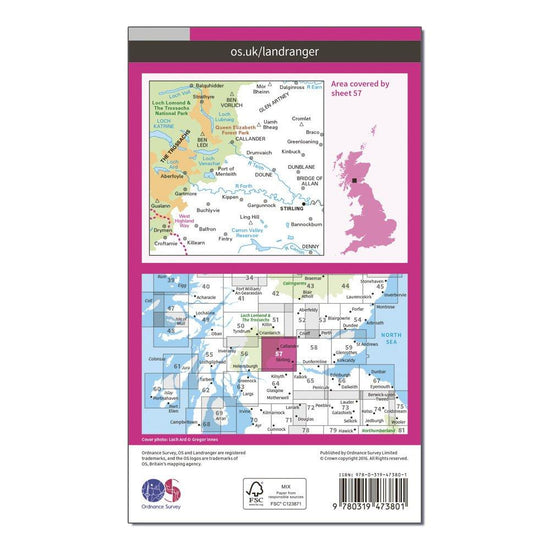 Landranger Active 57 Stirling & The Trossachs Map With Digital Version