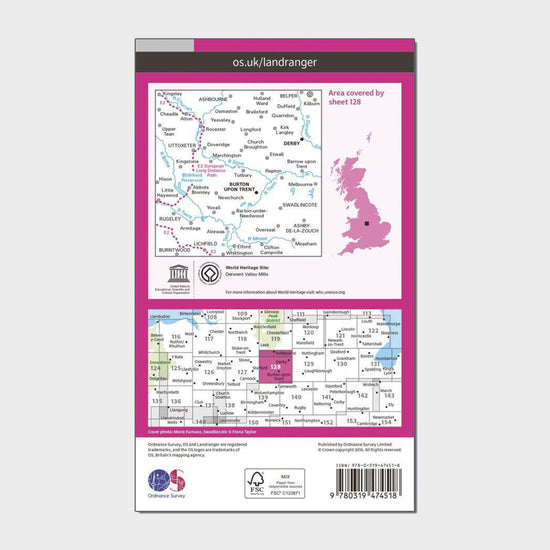 Landranger Active 128 Derby & Burton upon Trent Map With Digital Version