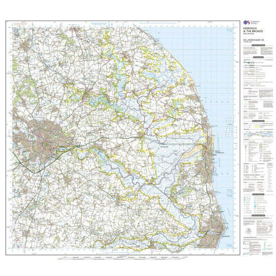 Landranger Active 134 Norwich & The Broads, Great Yarmouth Map With Digital Version