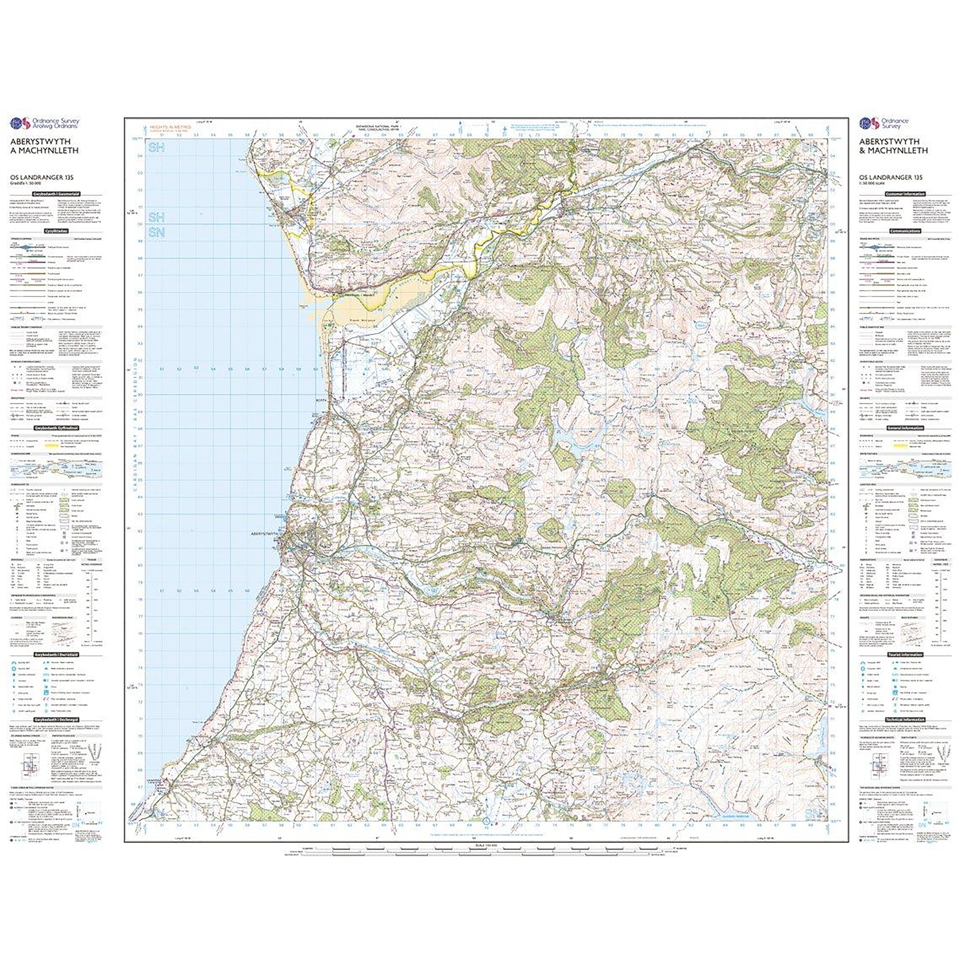 Landranger Active 135 Aberystwyth & Machynlleth Map With Digital Version