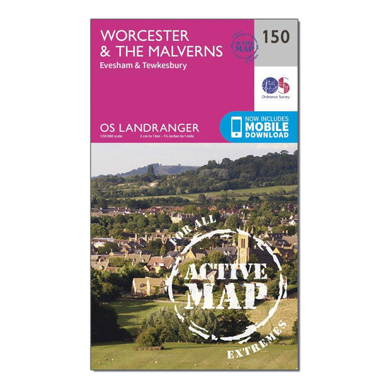 Landranger Active 150 Worcester & The Malverns, Evesham & Tewkesbury Map With Digital Version
