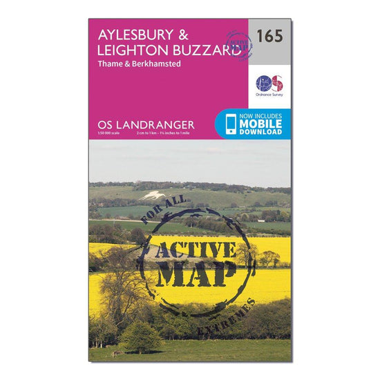Landranger Active 165 Aylesbury, Leighton Buzzard, Thame & Berkhamstead Map With Digital Version