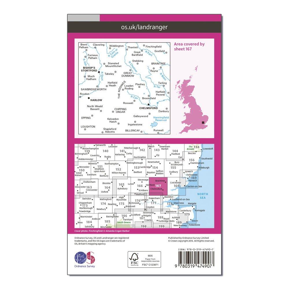Landranger Active 167 Chelmsford, Harlow & Bishop's Stortford Map With Digital Version