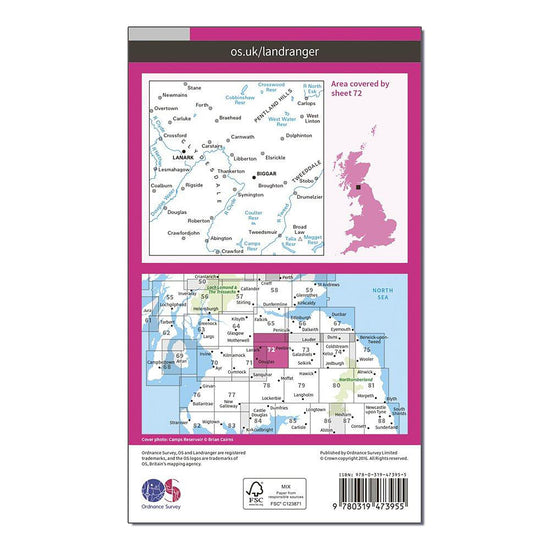 Landranger Active 72 Upper Clyde Valley, Biggar & Lanark Map With Digital Version