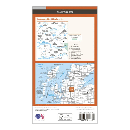 Explorer 430 Loch Monar, Glen Cannich & Glen Strathfarrar Map With Digital Version