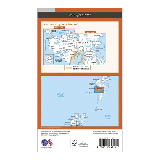 Explorer 467 Shetland – Mainland Central Map With Digital Version