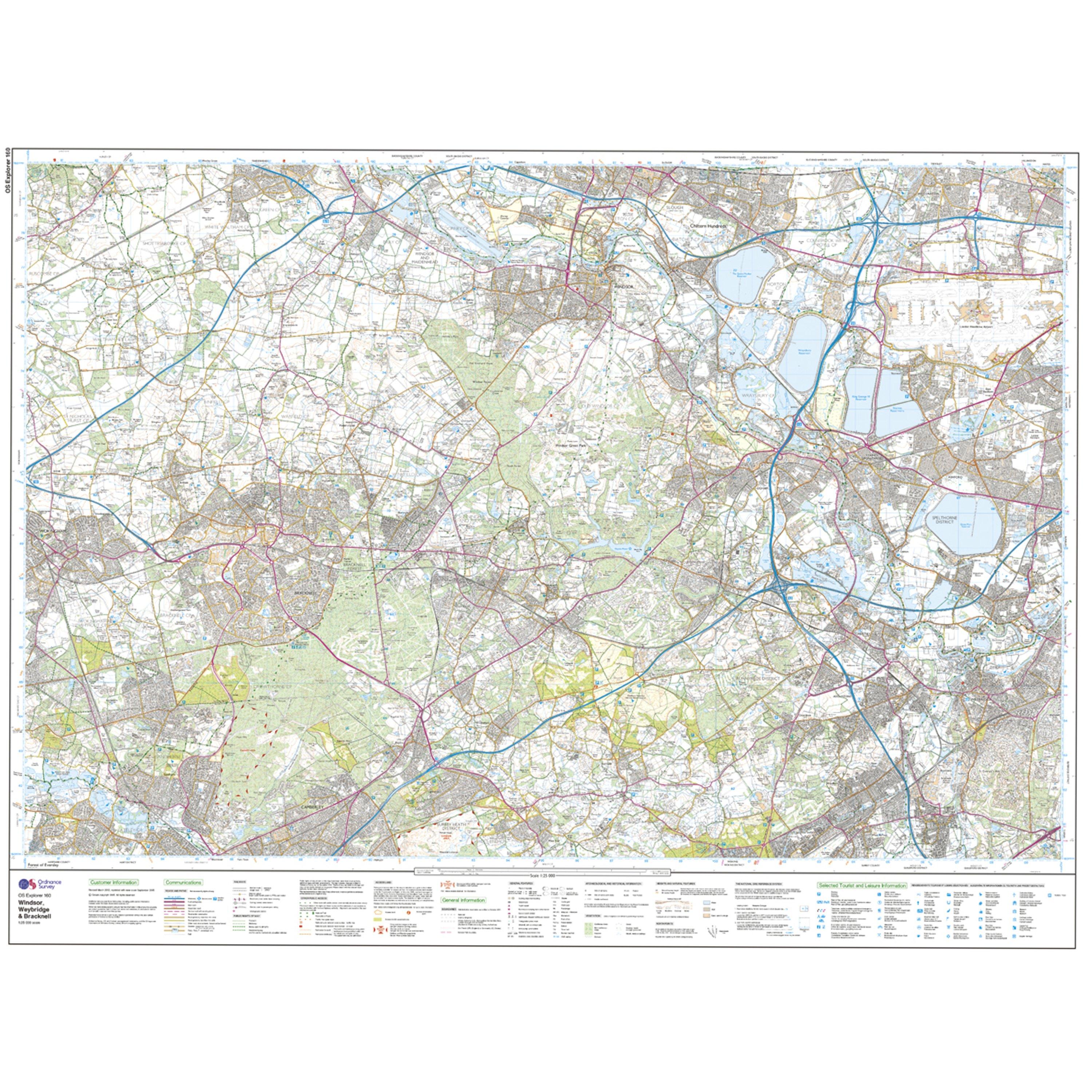 Explorer 160 Windsor, Weybridge & Bracknell Map With Digital Version