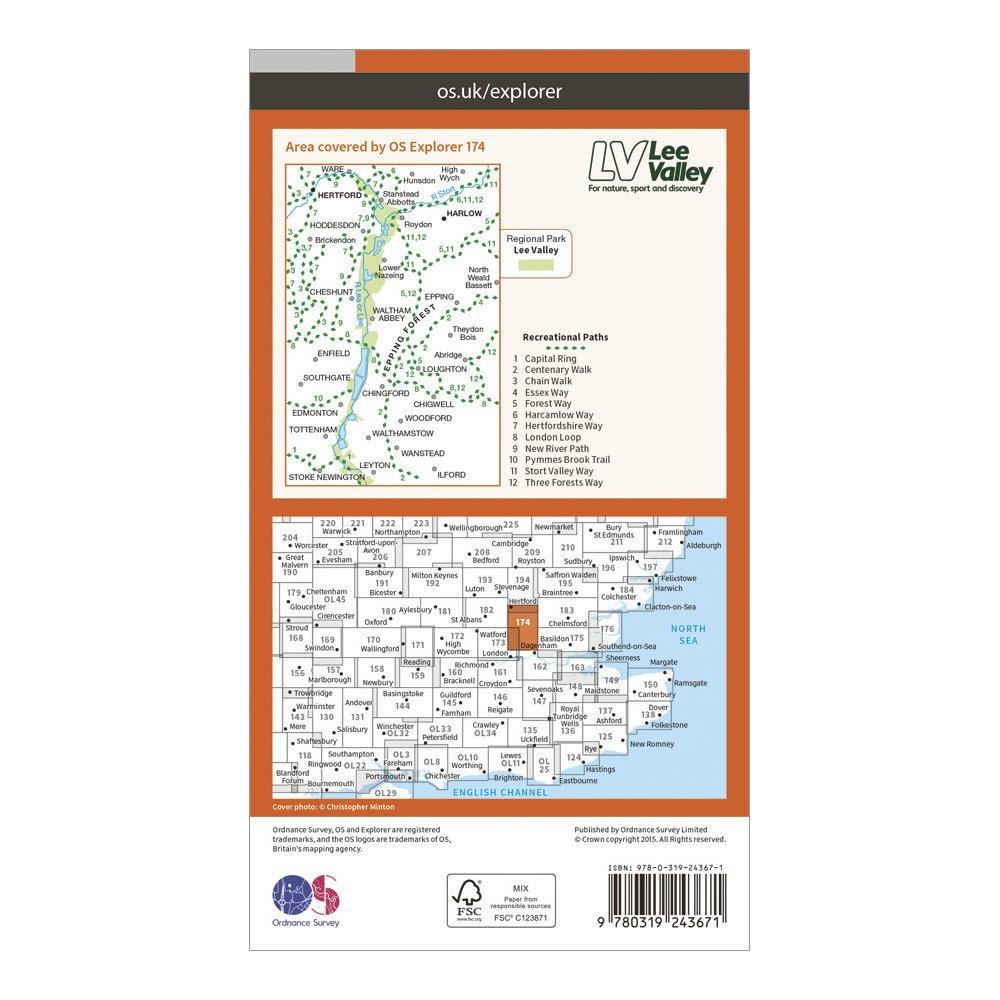 Explorer 174 Epping Forest & Lee Valley Map With Digital Version