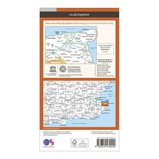 Explorer Active 150 Canterbury & The Isle of Thanet Map With Digital Version