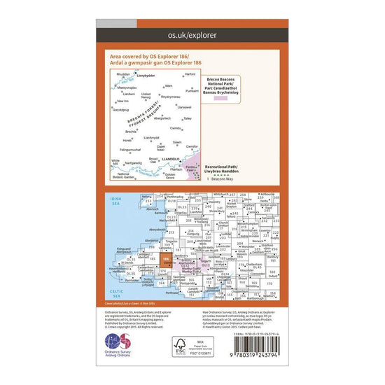 Explorer 186 Llandeilo & Brechfa Forest Map With Digital Version