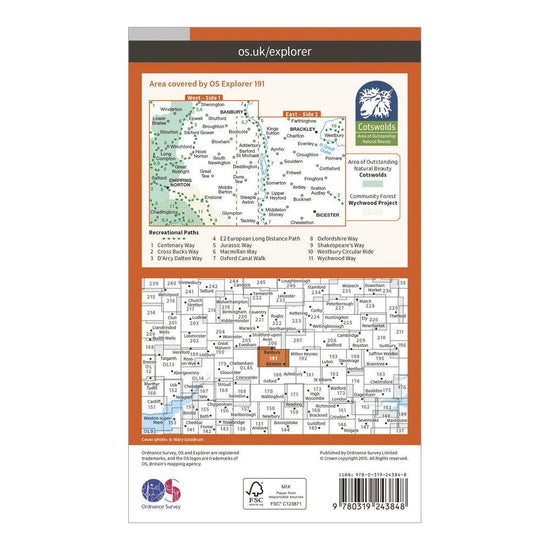 Explorer 191 Banbury, Bicester & Chipping Norton Map With Digital Version
