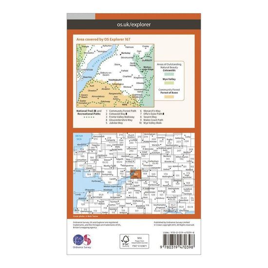 Explorer 167 Thornbury, Dursley & Yate Active Map With Digital Version