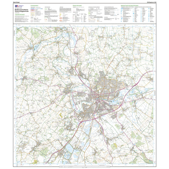 Explorer 208 Bedford, St Neots, Sandy & Biggleswade Map With Digital Version