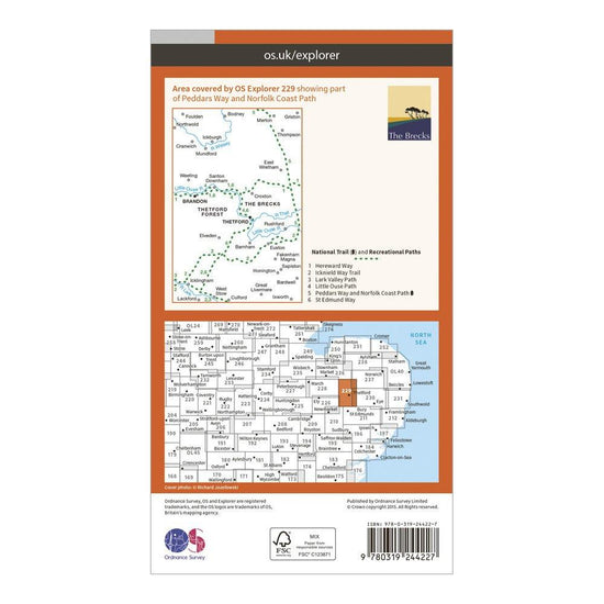 Explorer 229 Thetford Forest in the Brecks Map With Digital Version