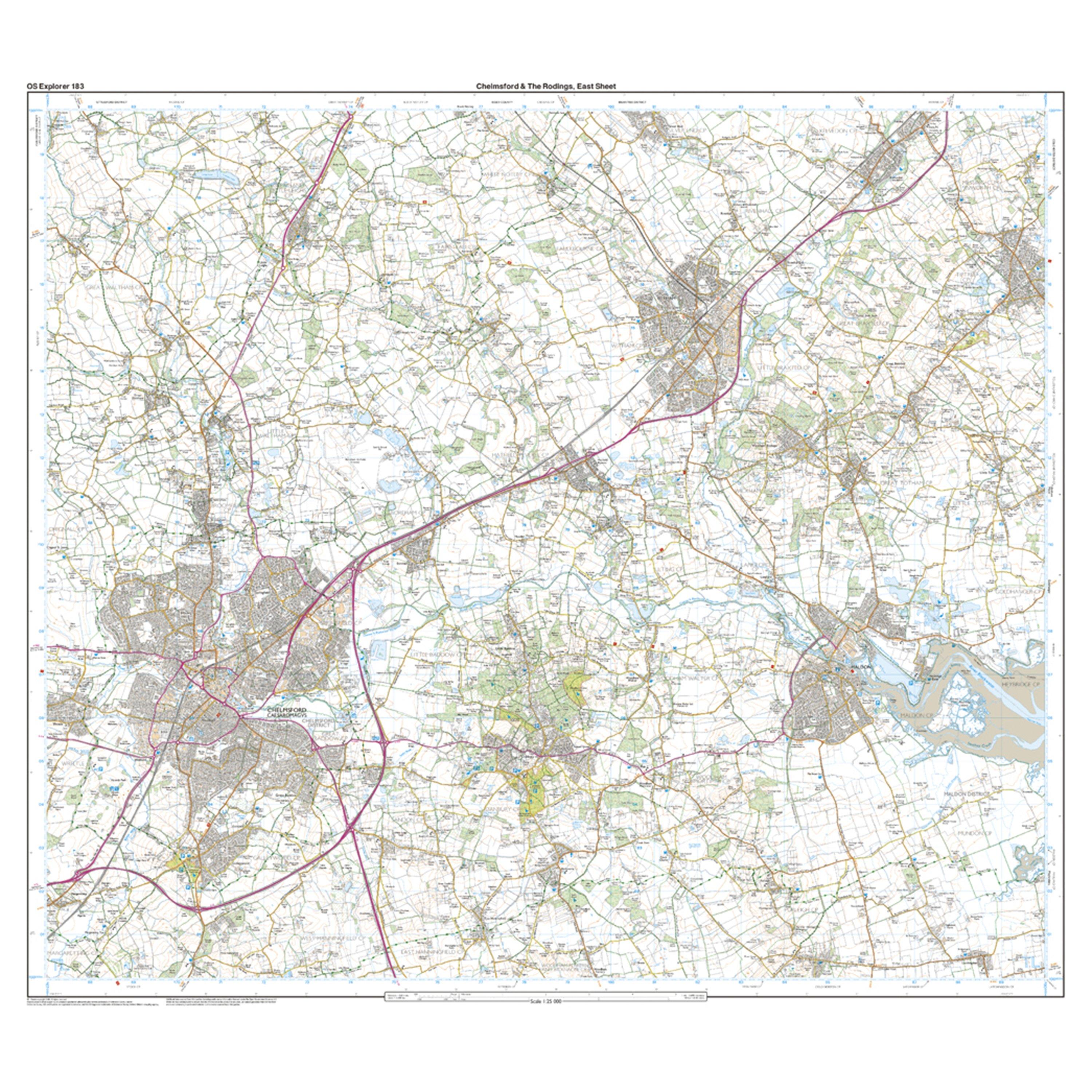 Explorer Active 183 Chelmsford & The Rodings Map With Digital Version