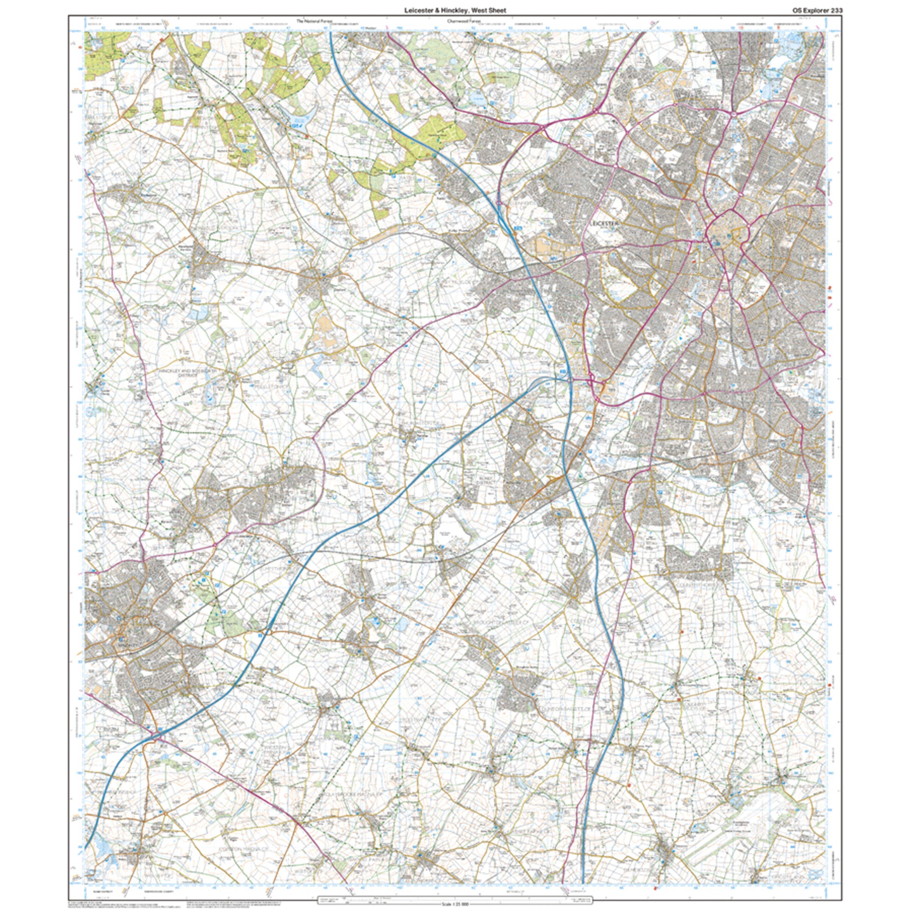 Explorer 233 Leicester & Hinckley Map With Digital Version