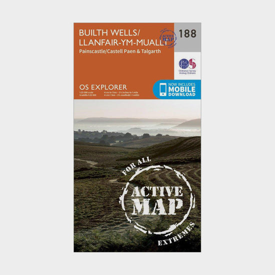 Explorer Active 188 Builth Wells, Painscastle & Talgarth Map With Digital Version
